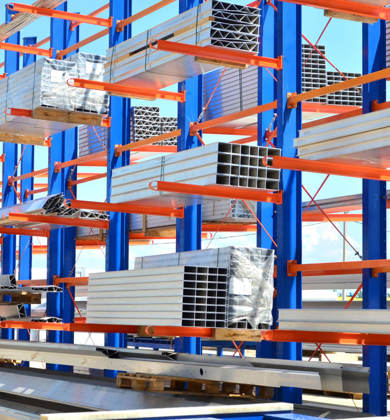 Cantilever rack systems for light to heavy duty applications.