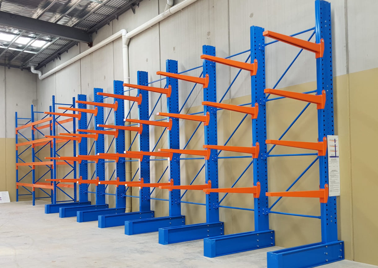 Cantilever rack systems for light to heavy duty applications.